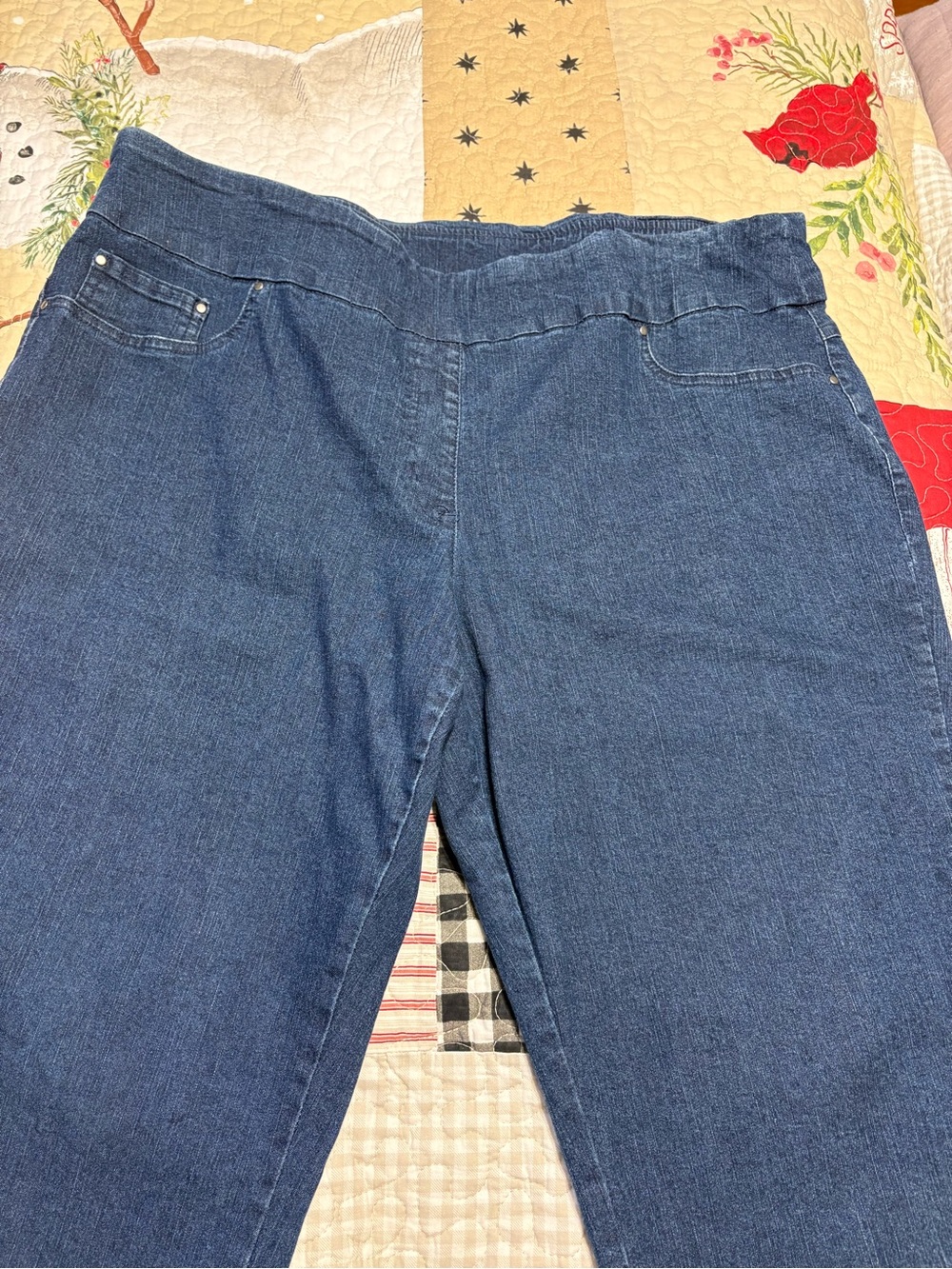 Ruby Rd. Plus Size pull on Blue Denim Jeans - Picture 3 of 5